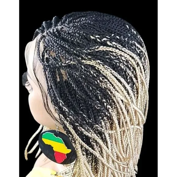 Handmade Braided Lace Wigs, Bob cut, ombre Micro millions braids. Short NWT